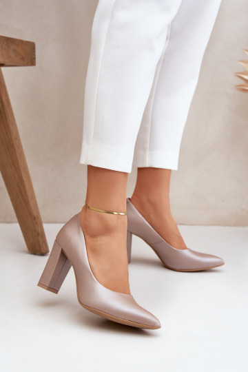 Satin Halbschuhe LeĮskis Shoes 2453 sandfarben 2