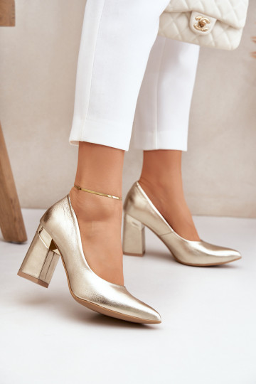 Haut Schuhe LeZuski 3117 goldene Farbe 2