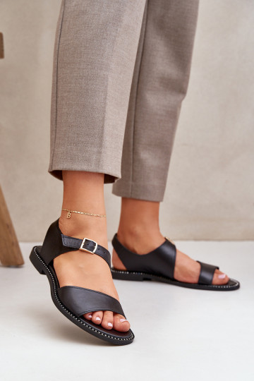 Haut Flache Sandalen für Damen Zazoo 3014 schZuarze Farbe