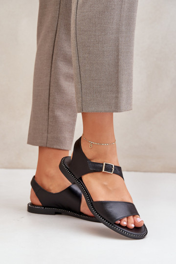 Haut Flache Sandalen für Damen Zazoo 3014 schZuarze Farbe 2