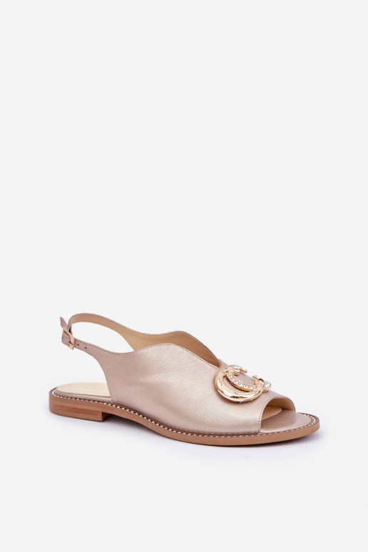 Damensandalen mit breiten Absätzen mit Ornamenten Laura Messi 2865 goldene Farbe Damensandalen mit breiten Absätzen mit Ornamenten Laura Messi 2865 goldene Farbe