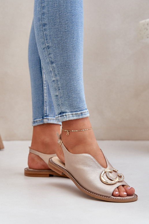 Damensandalen mit breiten Absätzen mit Ornamenten Laura Messi 2865 goldene Farbe Damensandalen mit breiten Absätzen mit Ornamenten Laura Messi 2865 goldene Farbe