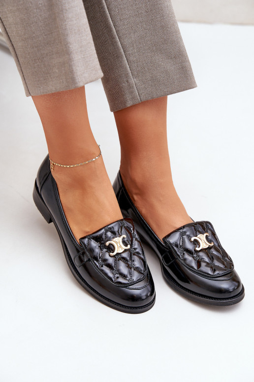 Haut Lackierte Mokassins mit goldenen Details Laura Messi 2927 schZuarze Farbe Haut Lackierte Mokassins mit goldenen Details Laura Messi 2927 schZuarze Farbe