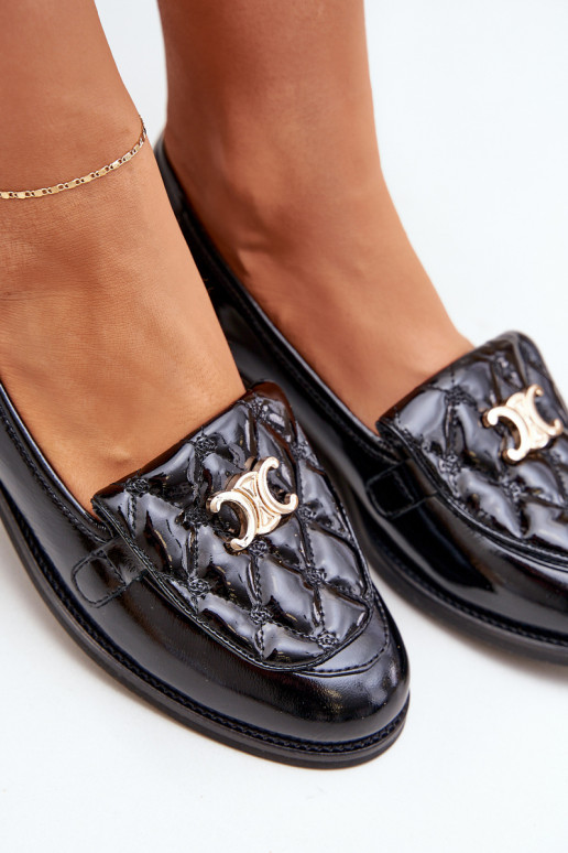 Haut Lackierte Mokassins mit goldenen Details Laura Messi 2927 schZuarze Farbe Haut Lackierte Mokassins mit goldenen Details Laura Messi 2927 schZuarze Farbe