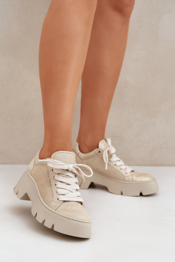 Sneakers Stilvollllschuhe Turnschuhe mit einer Plattform CheBello 4632 goldene Farbe 2