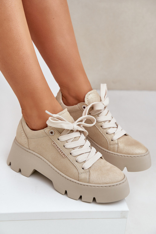 Sneakers Stilvollllschuhe Turnschuhe mit einer Plattform CheBello 4632 goldene Farbe Sneakers Stilvollllschuhe Turnschuhe mit einer Plattform CheBello 4632 goldene Farbe