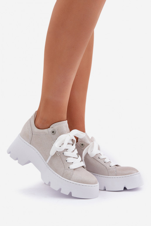 Sneakers Stilvollllschuhe Turnschuhe mit einer Plattform CheBello 4632 Silberfarbe Sneakers Stilvollllschuhe Turnschuhe mit einer Plattform CheBello 4632 Silberfarbe