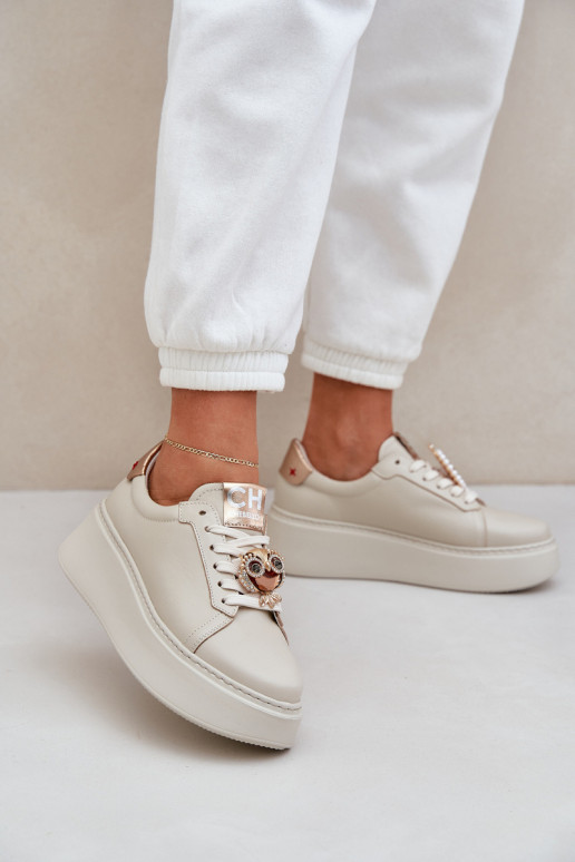 Feminin Haut Sneakers Stilvollllschuhe CheBello 4411 elfenbeinfarbe Feminin Haut Sneakers Stilvollllschuhe CheBello 4411 elfenbeinfarbe