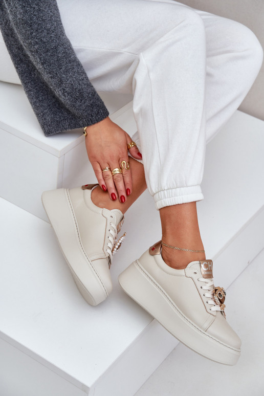 Feminin Haut Sneakers Stilvollllschuhe CheBello 4411 elfenbeinfarbe Feminin Haut Sneakers Stilvollllschuhe CheBello 4411 elfenbeinfarbe