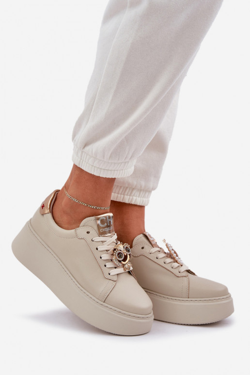 Feminin Haut Sneakers Stilvollllschuhe CheBello 4411 elfenbeinfarbe Feminin Haut Sneakers Stilvollllschuhe CheBello 4411 elfenbeinfarbe