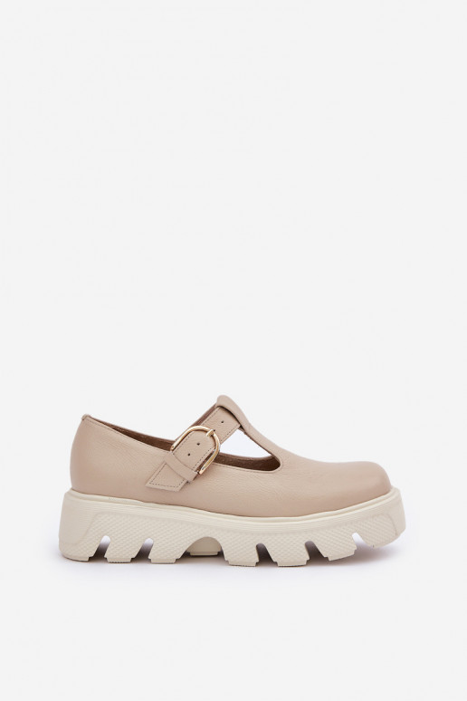 Haut Schuhe mit Schnallen Zazoo 20183 Beige Haut Schuhe mit Schnallen Zazoo 20183 Beige