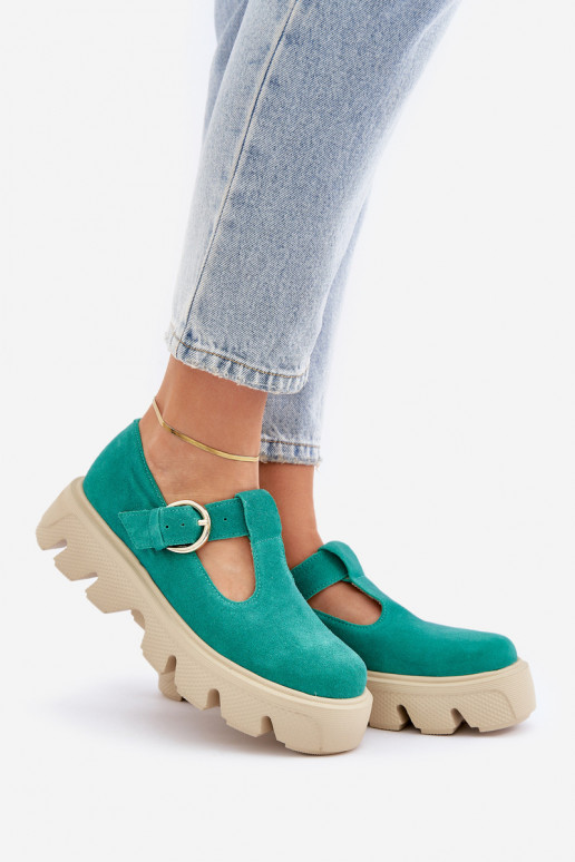 aus INildleder Schuhe mit Schnallen Zazoo 20183 grüne Farbe aus INildleder Schuhe mit Schnallen Zazoo 20183 grüne Farbe