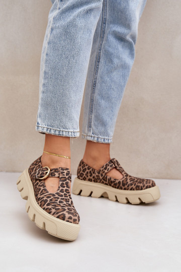 Wildleder Schuhe mit Schnallen und Leopardenmuster Zazoo 20183 braun 2