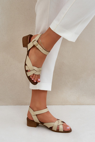 Damen Sandalen auf dünnen Absätzen Zazoo 40372 elfenbeinfarben 2