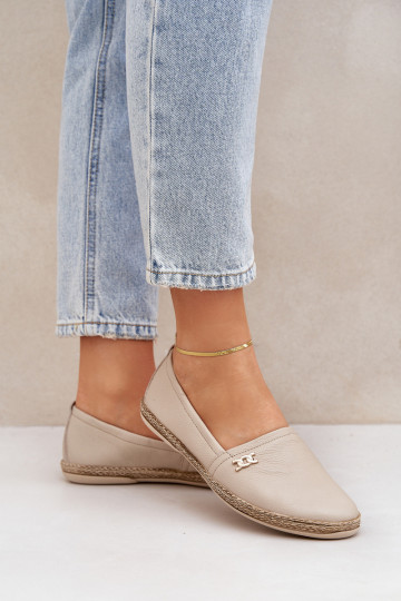 Eleganter Stil Espadrilles aus Leder Feminin Zazoo 10177 Beige