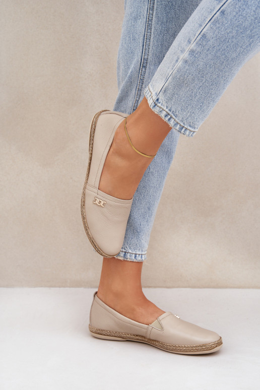 Eleganter Stil Espadrilles aus Leder Feminin Zazoo 10177 Beige Eleganter Stil Espadrilles aus Leder Feminin Zazoo 10177 Beige