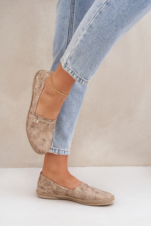 Eleganter Stil Espadrilles aus INildleder mit Blumen Feminin Zazoo 10177 Beige Eleganter Stil Espadrilles aus INildleder mit Blumen Feminin Zazoo 10177 Beige