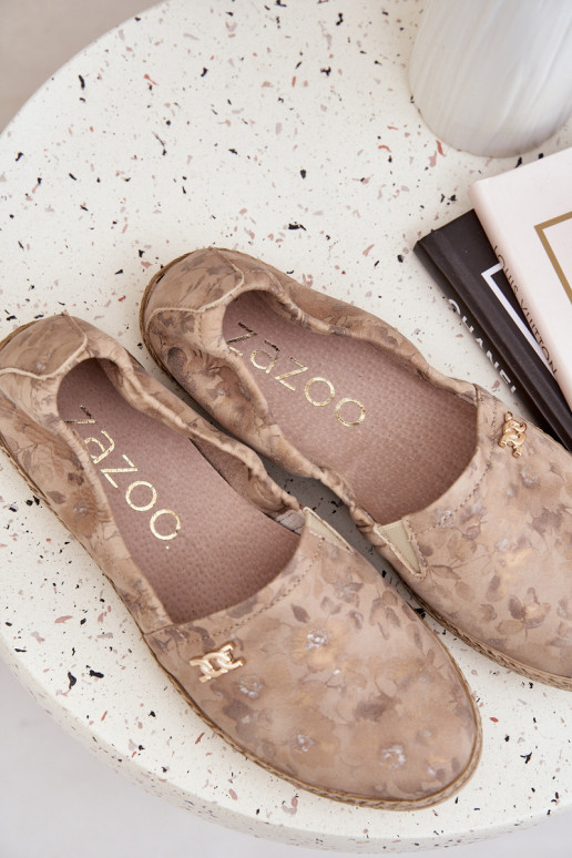 Eleganter Stil Espadrilles aus INildleder mit Blumen Feminin Zazoo 10177 Beige Eleganter Stil Espadrilles aus INildleder mit Blumen Feminin Zazoo 10177 Beige