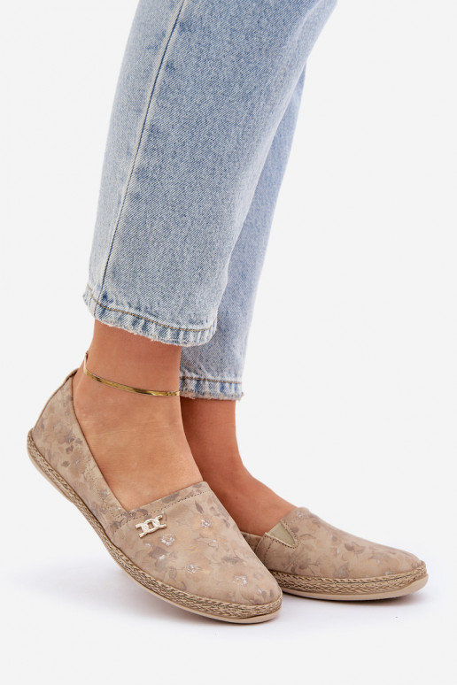 Eleganter Stil Espadrilles aus INildleder mit Blumen Feminin Zazoo 10177 Beige Eleganter Stil Espadrilles aus INildleder mit Blumen Feminin Zazoo 10177 Beige