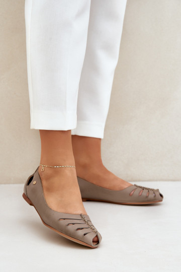 Zazoo 10009 bequeme Ballerinas aus Naturleder für Damen in Sandfarbe 2