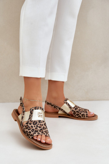 Zazoo 40385 Feminin Damensandalen mit Leopardenfellmuster braune Farbe