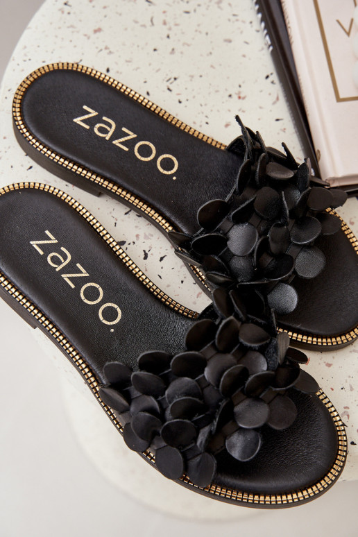 Zazoo 40381 Feminin Lederhausschuhe mit breiten Absätzen schZuarze Farbe Zazoo 40381 Feminin Lederhausschuhe mit breiten Absätzen schZuarze Farbe