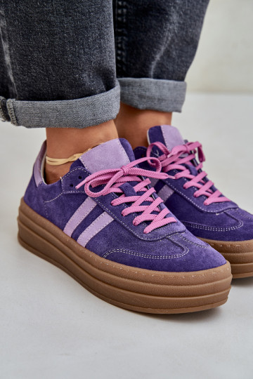Zazoo N1068S4 Wildleder-Sport-Schuhe mit Plattform in Dunkelviolett