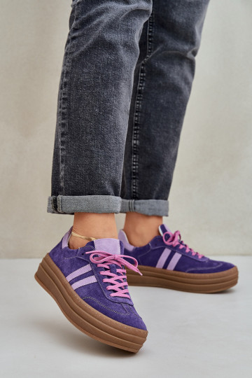 Zazoo N1068S4 Stilvollllschuhe aus INildleder-Sneakers mit einer Plattform Dunkellila Farbe 2