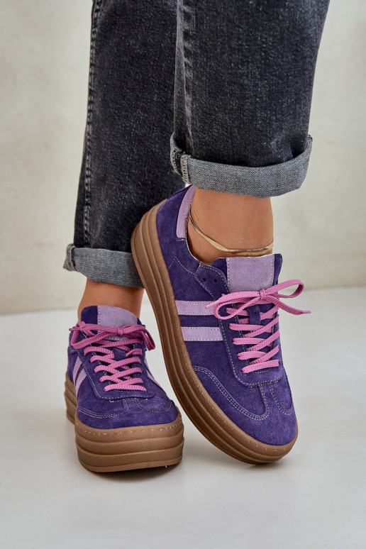 Zazoo N1068S4 Stilvollllschuhe aus INildleder-Sneakers mit einer Plattform Dunkellila Farbe Zazoo N1068S4 Stilvollllschuhe aus INildleder-Sneakers mit einer Plattform Dunkellila Farbe