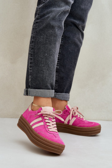 Zazoo N1068S4 Wildleder-Sport-Schuhe mit Plattform in Rosé