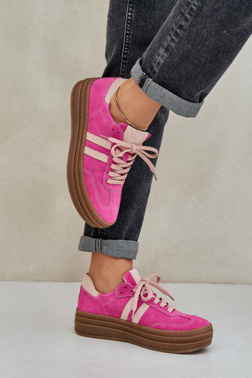 Zazoo N1068S4 Stilvollllschuhe aus INildleder-Sneakers mit einer Plattform pinke Farbe Zazoo N1068S4 Stilvollllschuhe aus INildleder-Sneakers mit einer Plattform pinke Farbe