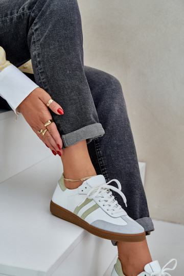 Zazoo N1068 Leder-Sport-Schuhe für Damen in Weiß