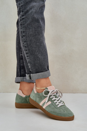 Zazoo N1068 aus INildleder Niedrig Sneakers Stilvollllschuhe Feminin grüne Farbe 2
