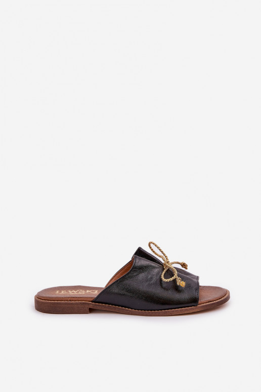 Haut gleichschenklig Eleganter Stil Hausschuhe mit Bändern LeZuski 3572 schZuarze Farbe Haut gleichschenklig Eleganter Stil Hausschuhe mit Bändern LeZuski 3572 schZuarze Farbe