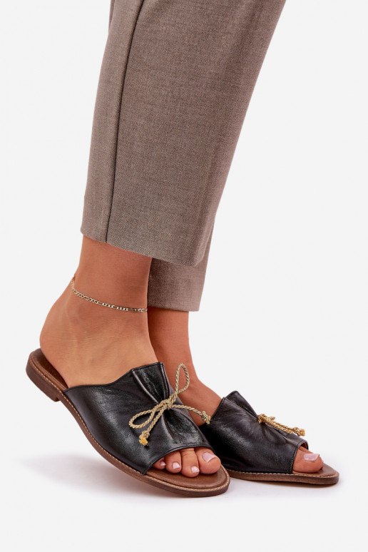 Haut gleichschenklig Eleganter Stil Hausschuhe mit Bändern LeZuski 3572 schZuarze Farbe Haut gleichschenklig Eleganter Stil Hausschuhe mit Bändern LeZuski 3572 schZuarze Farbe