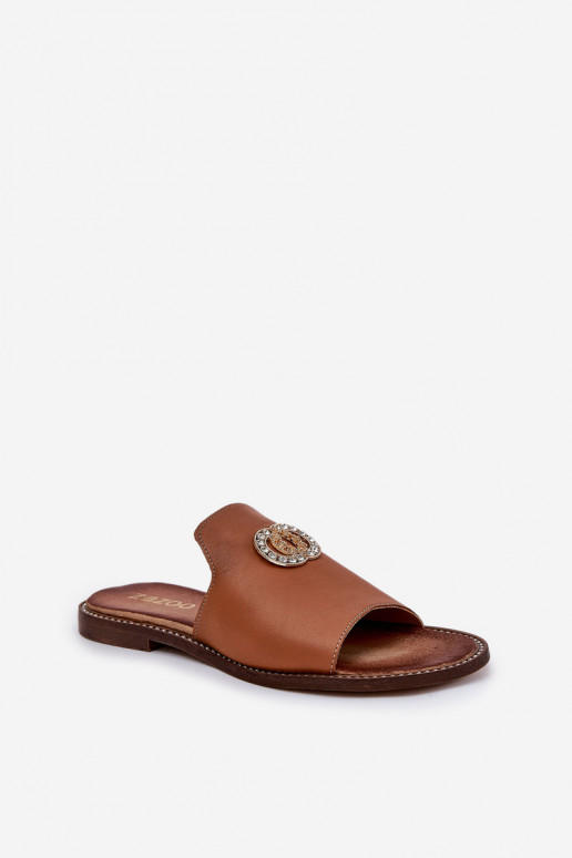 Eleganter Stil Lederhausschuhe Feminin mit Ornamenten Zazoo 3008 braune Farbe Eleganter Stil Lederhausschuhe Feminin mit Ornamenten Zazoo 3008 braune Farbe