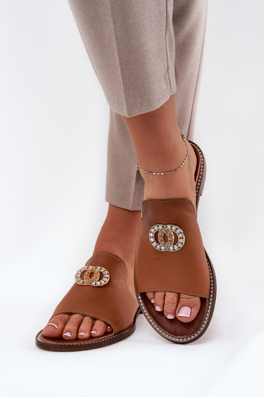 Eleganter Stil Lederhausschuhe Feminin mit Ornamenten Zazoo 3008 braune Farbe Eleganter Stil Lederhausschuhe Feminin mit Ornamenten Zazoo 3008 braune Farbe