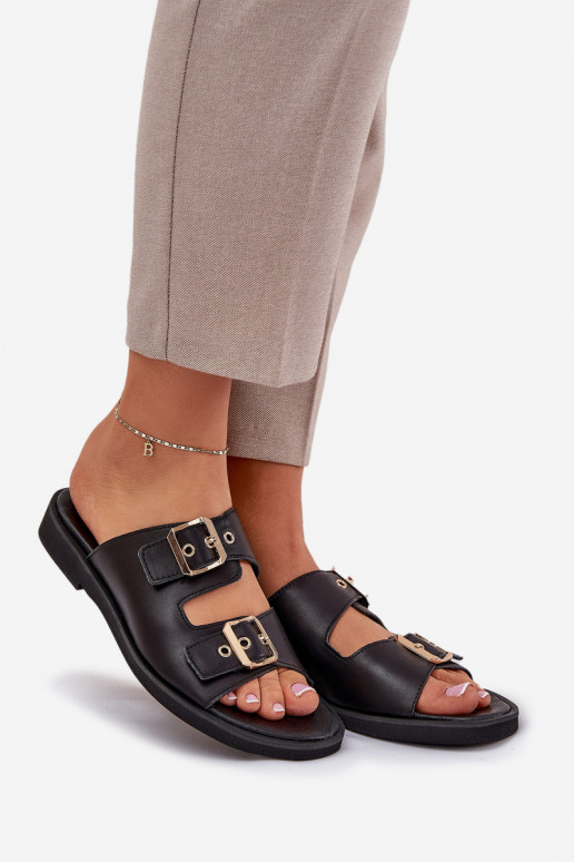 Haut gleichschenklig Hausschuhe mit Schnallen Zazoo 3020 schZuarze Farbe Haut gleichschenklig Hausschuhe mit Schnallen Zazoo 3020 schZuarze Farbe