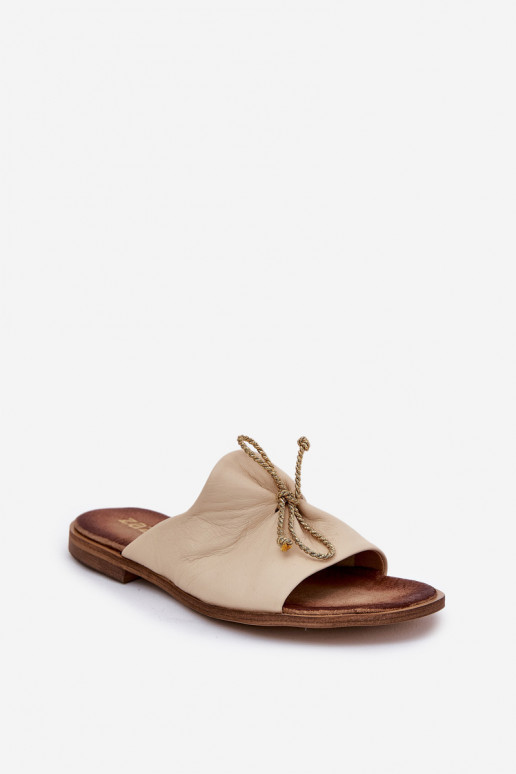 Zazoo 2659 Lederhausschuhe Feminin Beige Zazoo 2659 Lederhausschuhe Feminin Beige