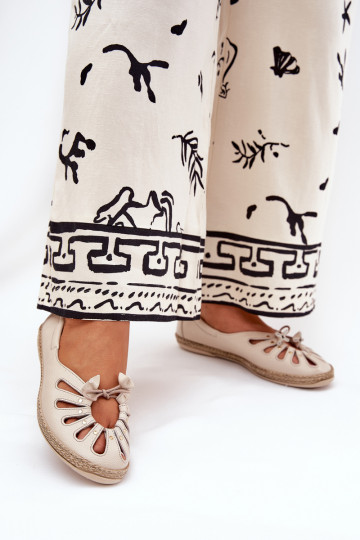 Zazoo 10179 flache Leder-Ballerinas in Sand