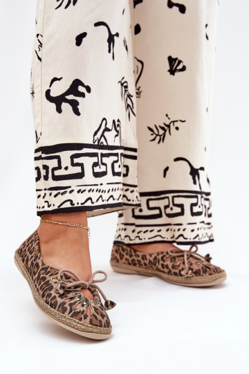 Zazoo 10179 flache Leder-Ballerinas mit Leopardenmuster in Braun