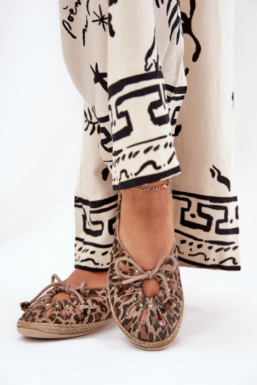 Zazoo 10179 flache Leder-Ballerinas mit Leopardenmuster in Braun 2