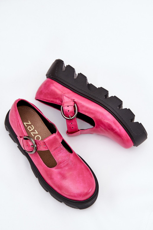 mit Lackeffekt Haut Schuhe mit Schnallen Zazoo 20183 pinke Farbe mit Lackeffekt Haut Schuhe mit Schnallen Zazoo 20183 pinke Farbe