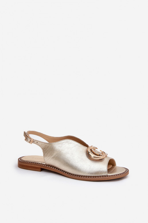 Damensandalen mit breiten Absätzen mit Ornamenten Laura Messi 2865 goldene Farbe Damensandalen mit breiten Absätzen mit Ornamenten Laura Messi 2865 goldene Farbe