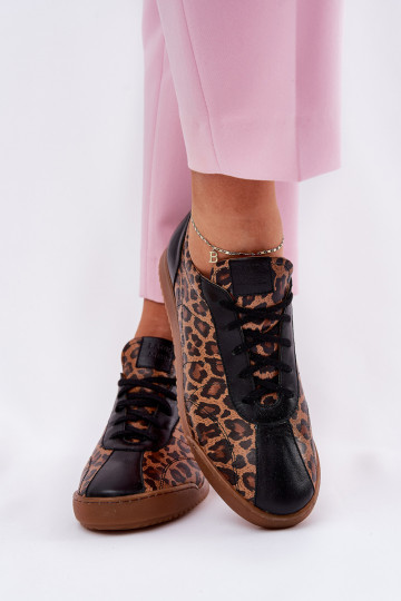 Leder Damen Sneakers mit Leopardenfell-Muster Laura Messi 2935 in braun 2