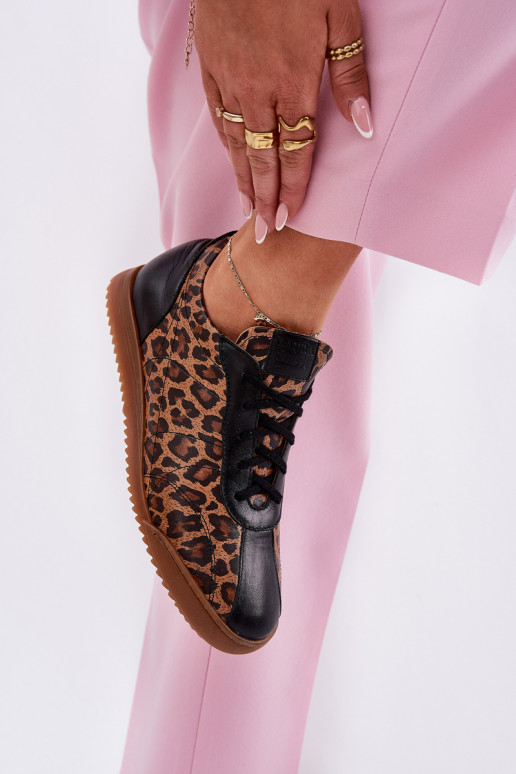 Haut Turnschuhe Feminin mit Leopardenfellmuster Laura Messi 2935 braune Farbe Haut Turnschuhe Feminin mit Leopardenfellmuster Laura Messi 2935 braune Farbe