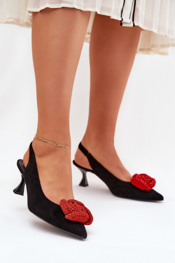 Wildleder elegante Schuhe mit dünnen Absätzen CheBello 4666 in schwarz