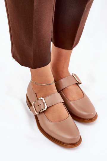 Leder Damen Schuhe mit Schnallen Laura Messi 2980 in sand