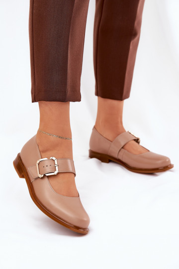 Leder Damen Schuhe mit Schnallen Laura Messi 2980 in sand 2