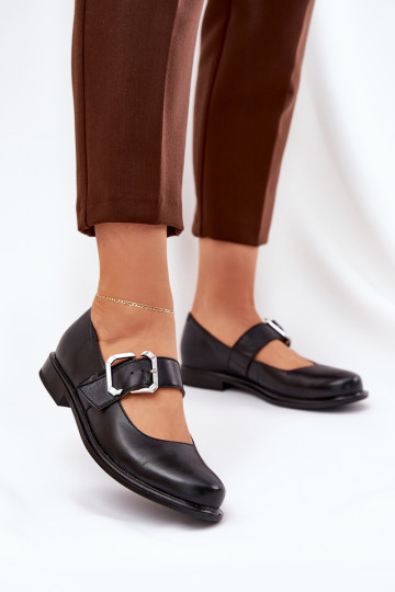 Leder Damen Schuhe mit Schnallen Laura Messi 2980 in schwarz 2